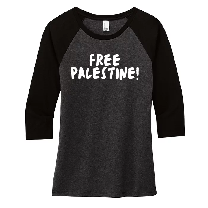 Free Palestine Women's Tri-Blend 3/4-Sleeve Raglan Shirt