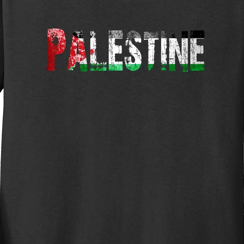 Flag Palestine Free Palestine Free Palestine Flag I Love Palestine Gaza Palestin Kids Long Sleeve Shirt