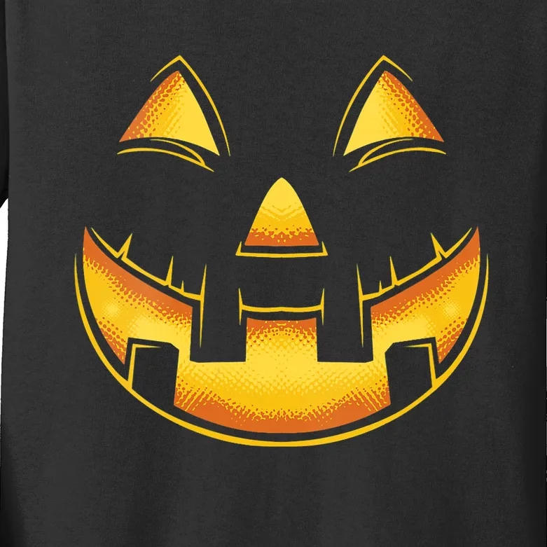 Funny Pumpkin Face Halloween Jack O Lantern Costume Kids Long Sleeve Shirt