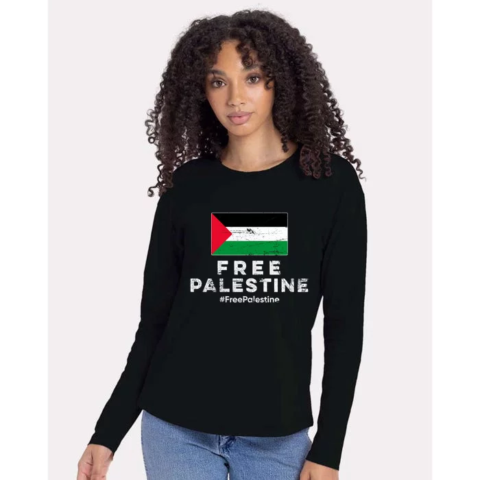 Free Palestine Flag Gift Stand For Palestine Gift Free Gaza Arabic Gift Womens Cotton Relaxed Long Sleeve T-Shirt