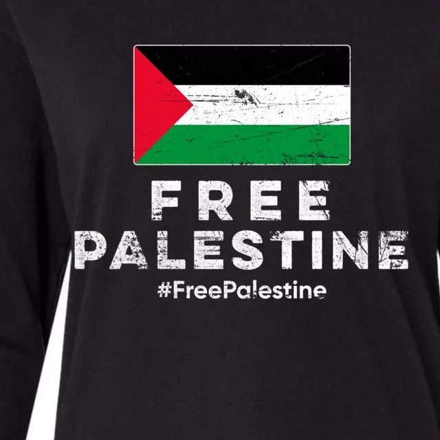 Free Palestine Flag Gift Stand For Palestine Gift Free Gaza Arabic Gift Womens Cotton Relaxed Long Sleeve T-Shirt