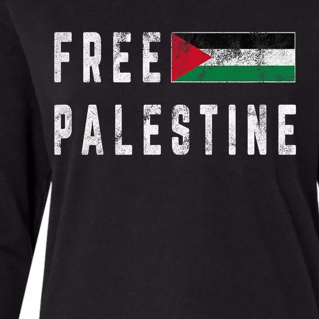 Free Palestine Flag Stand For Peace In The Middle East Womens Cotton Relaxed Long Sleeve T-Shirt