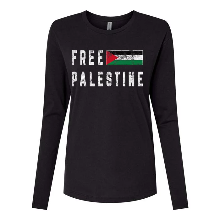 Free Palestine Flag Stand For Peace In The Middle East Womens Cotton Relaxed Long Sleeve T-Shirt