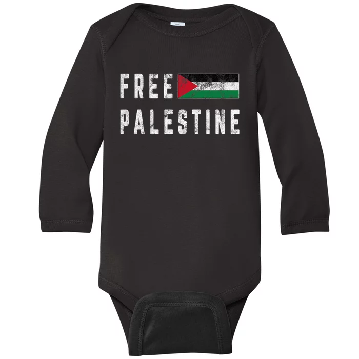 Free Palestine Flag Stand For Peace In The Middle East Baby Long Sleeve Bodysuit