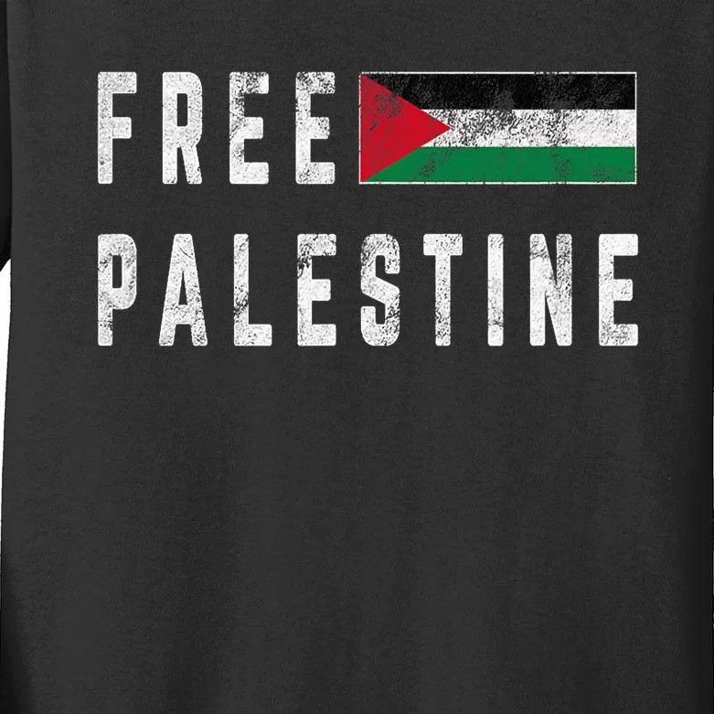 Free Palestine Flag Stand For Peace In The Middle East Kids Long Sleeve Shirt