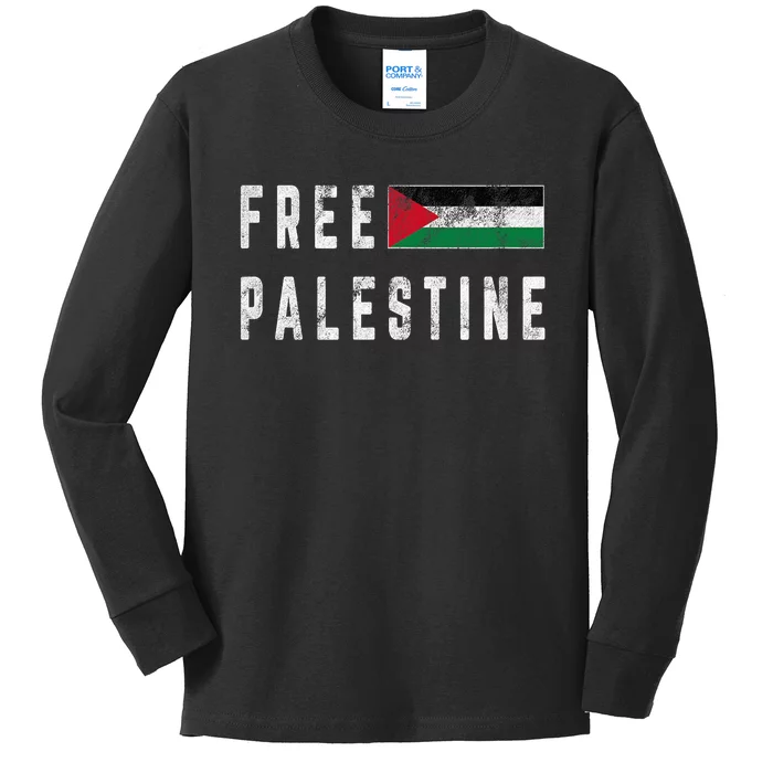 Free Palestine Flag Stand For Peace In The Middle East Kids Long Sleeve Shirt