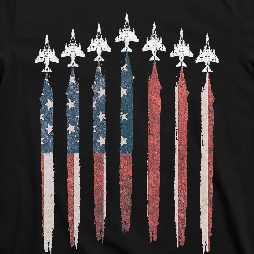 F4 Phantom Fighter Jet USA Flag Airplane F4 4th Of July T-Shirt