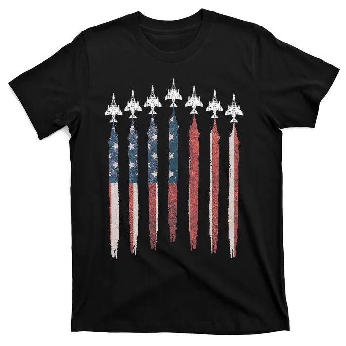 F4 Phantom Fighter Jet USA Flag Airplane F4 4th Of July T-Shirt