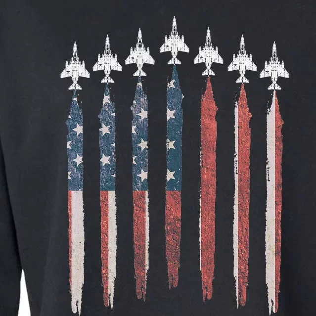 F4 Phantom Fighter Jet USA Flag Airplane F4 4th Of July Cropped Pullover Crew