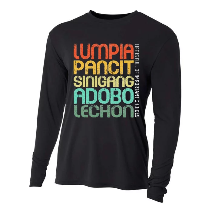 Filipino Philippine Food Lumpia Pancit Sinigang Adobo Lechon Cooling Performance Long Sleeve Crew