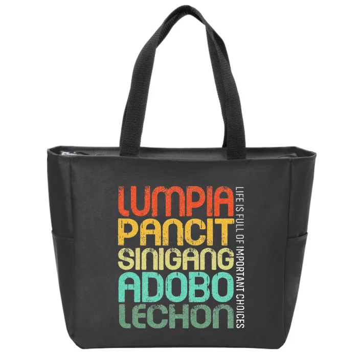 Filipino Philippine Food Lumpia Pancit Sinigang Adobo Lechon Zip Tote Bag