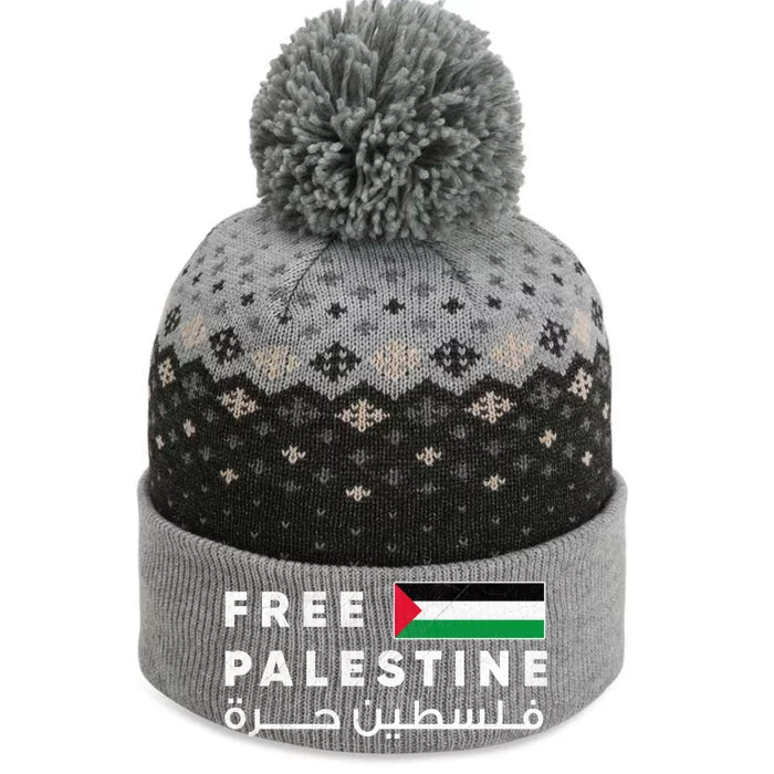 Free Palestine Flag Arabic Gift Free Gaza Gift The Baniff Cuffed Pom Beanie