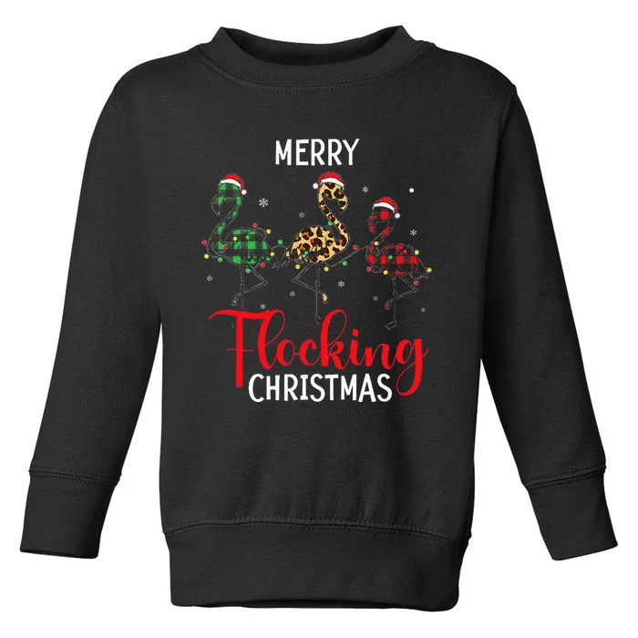 Festive Pink Flamingo Christmas Decorations Toddler Sweatshirt