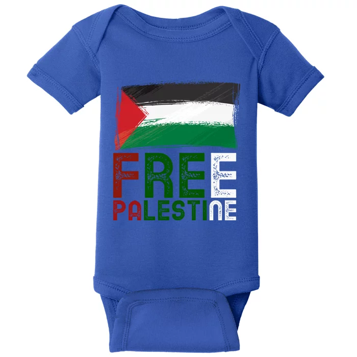 Free Palestine Flag Arabic Free Gaza Palestinian Flag Gift Baby Bodysuit