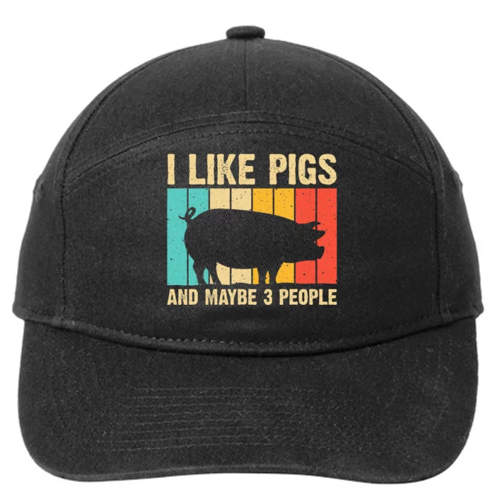 Funny Pig Farm Animal Swine Vintage Pig Lovers 7-Panel Snapback Hat