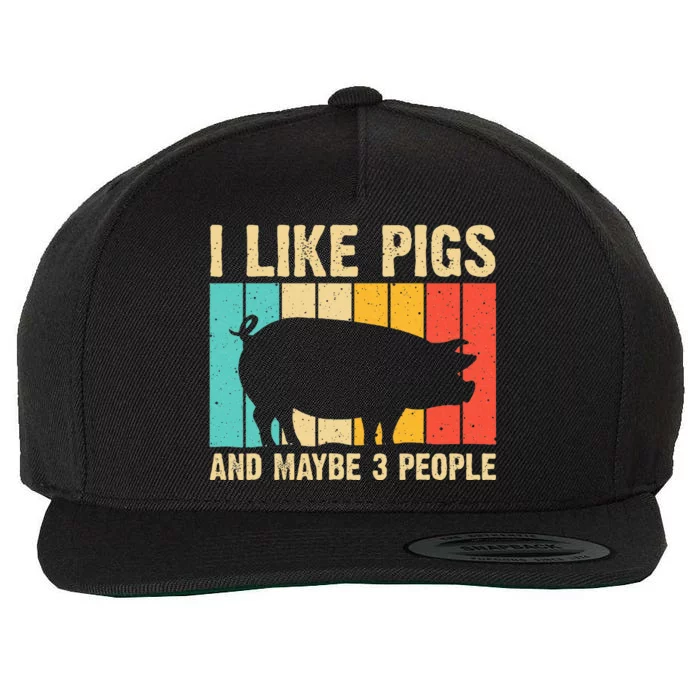 Funny Pig Farm Animal Swine Vintage Pig Lovers Wool Snapback Cap