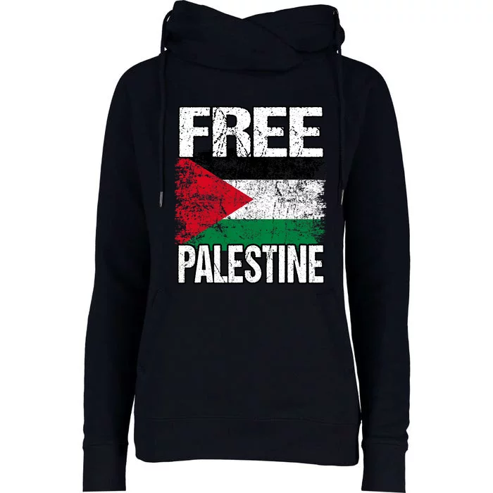 Free Palestine Womens Funnel Neck Pullover Hood