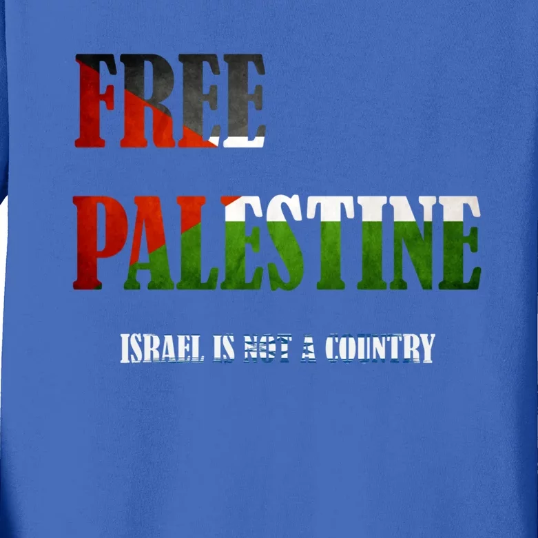 Free Palestine Flag Gaza Support Great Gift Kids Long Sleeve Shirt