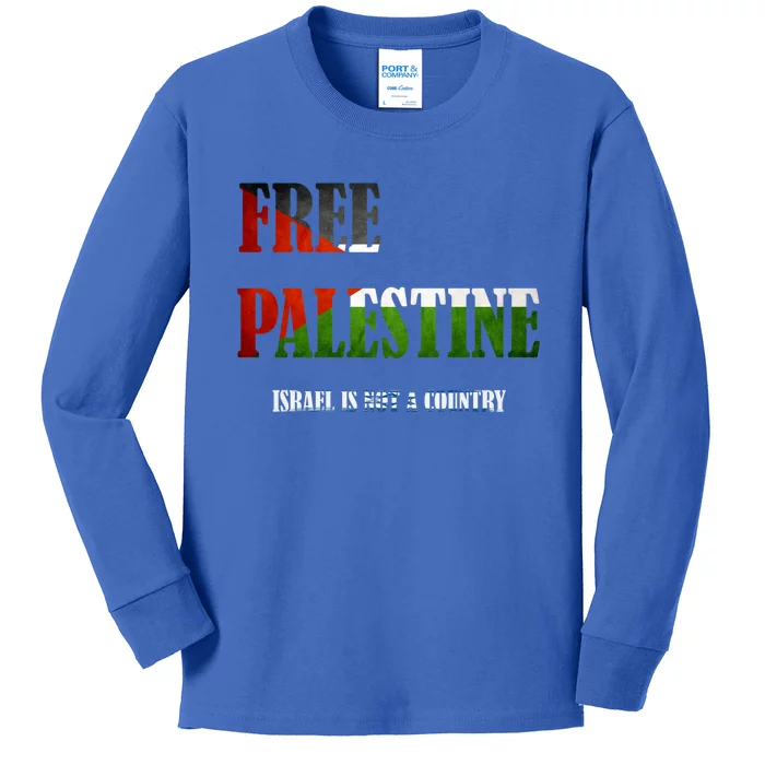 Free Palestine Flag Gaza Support Great Gift Kids Long Sleeve Shirt