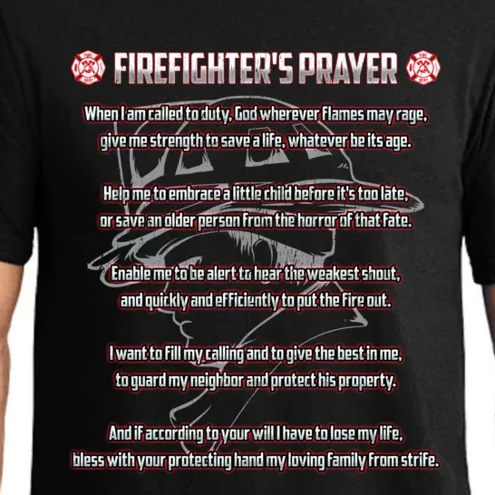 Firefighters Prayer Fire First Responder Thin Red Line Gift Pajama Set