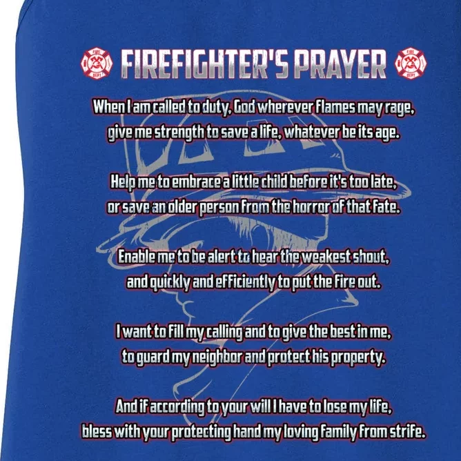 Firefighters Prayer Fire First Responder Thin Red Line Gift Women's Racerback Tank