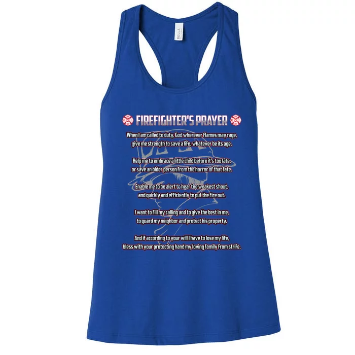 Firefighters Prayer Fire First Responder Thin Red Line Gift Women's Racerback Tank