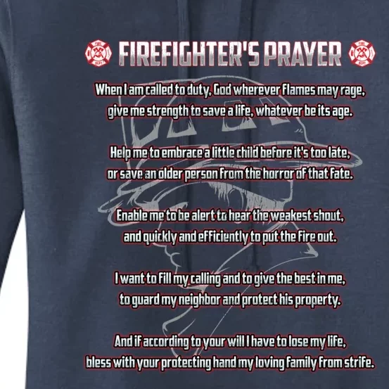 Firefighters Prayer Fire First Responder Thin Red Line Gift Women's Pullover Hoodie