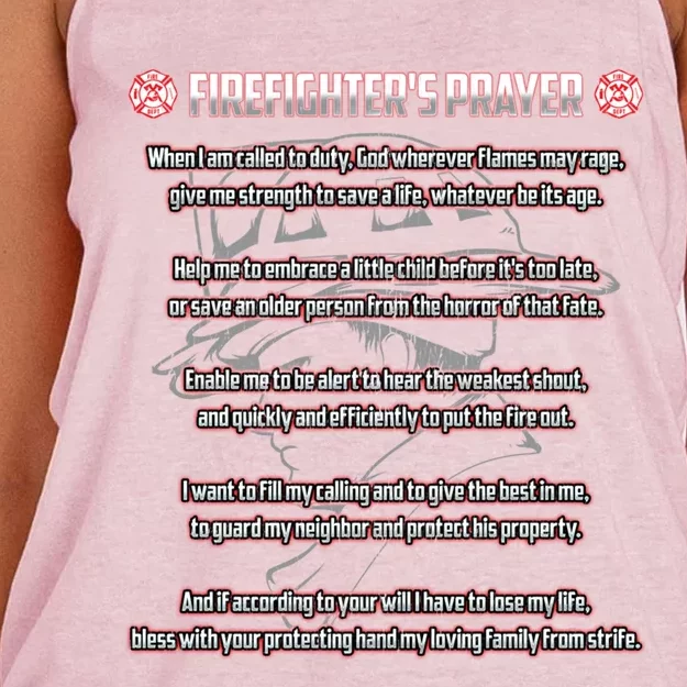 Firefighters Prayer Fire First Responder Thin Red Line Gift Women's Knotted Racerback Tank