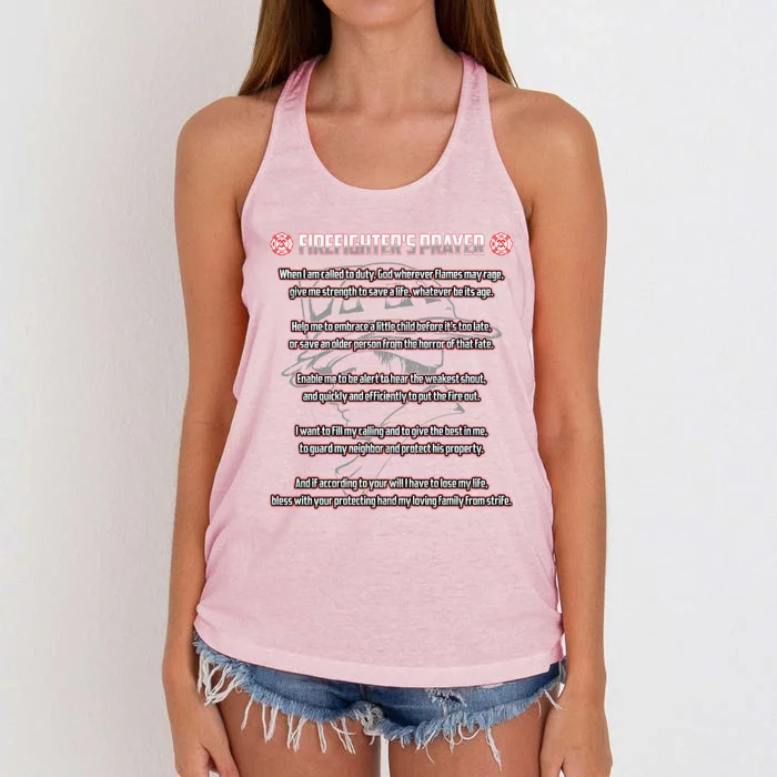 Firefighters Prayer Fire First Responder Thin Red Line Gift Women's Knotted Racerback Tank