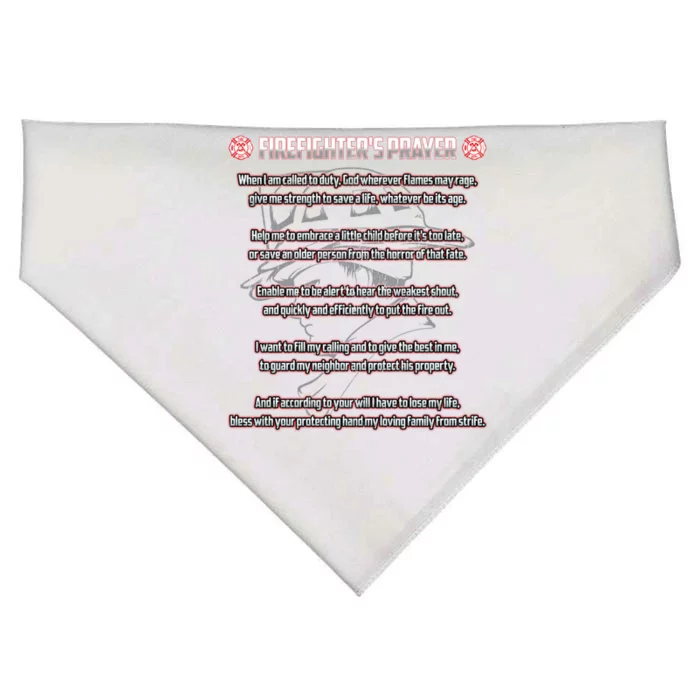 Firefighters Prayer Fire First Responder Thin Red Line Gift USA-Made Doggie Bandana