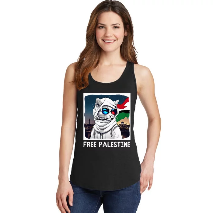 Free Palestine Flag Palestinian Cat Ladies Essential Tank