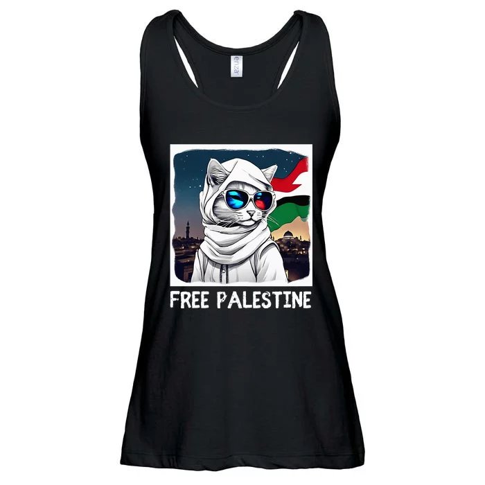 Free Palestine Flag Palestinian Cat Ladies Essential Flowy Tank