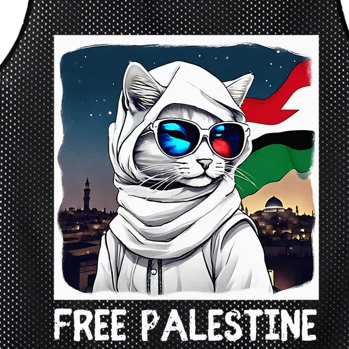 Free Palestine Flag Palestinian Cat Mesh Reversible Basketball Jersey Tank