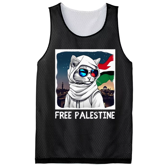 Free Palestine Flag Palestinian Cat Mesh Reversible Basketball Jersey Tank