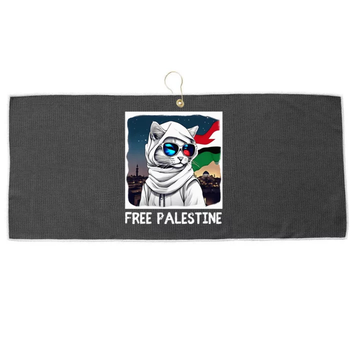 Free Palestine Flag Palestinian Cat Large Microfiber Waffle Golf Towel