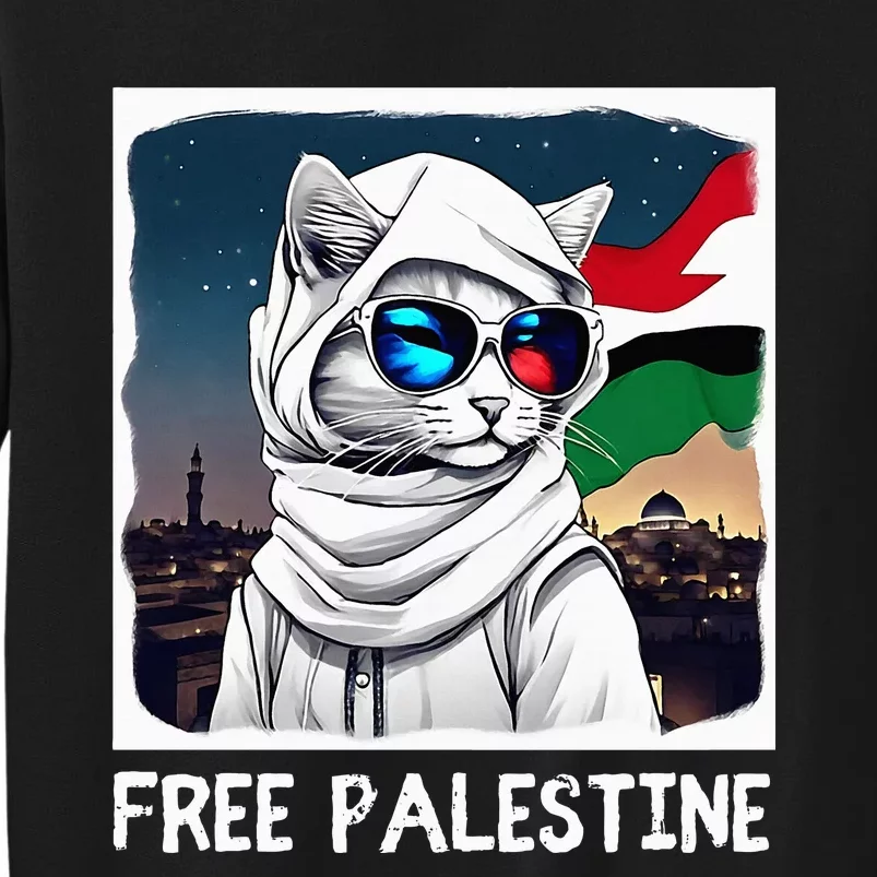 Free Palestine Flag Palestinian Cat Tall Sweatshirt