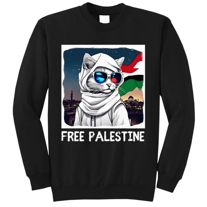 Free Palestine Flag Palestinian Cat Tall Sweatshirt