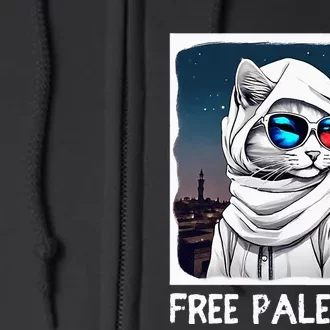 Free Palestine Flag Palestinian Cat Full Zip Hoodie