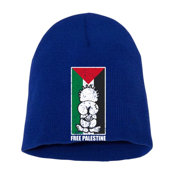 Free Palestine Flag Hanthala Gaza Save Sheikh Jarrah Gift Short Acrylic Beanie