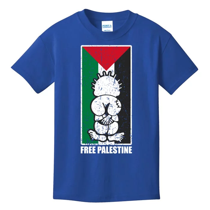 Free Palestine Flag Hanthala Gaza Save Sheikh Jarrah Gift Kids T-Shirt