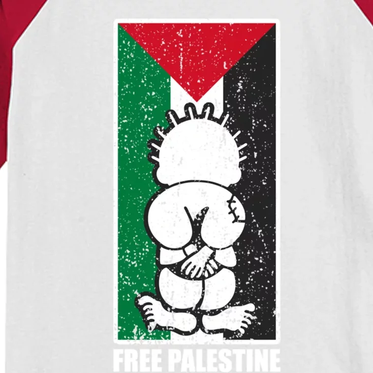 Free Palestine Flag Hanthala Gaza Save Sheikh Jarrah Gift Kids Colorblock Raglan Jersey