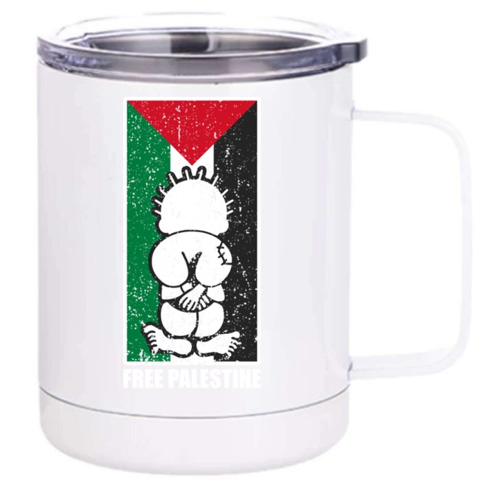 Free Palestine Flag Hanthala Gaza Save Sheikh Jarrah Gift Front & Back 12oz Stainless Steel Tumbler Cup