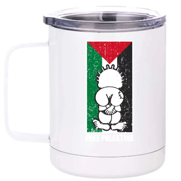 Free Palestine Flag Hanthala Gaza Save Sheikh Jarrah Gift Front & Back 12oz Stainless Steel Tumbler Cup