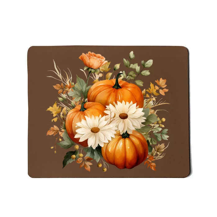 Fall Pumpkin Floral Holiday Mousepad