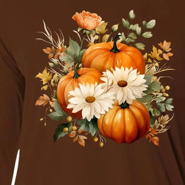 Fall Pumpkin Floral Holiday Cooling Performance Long Sleeve Crew