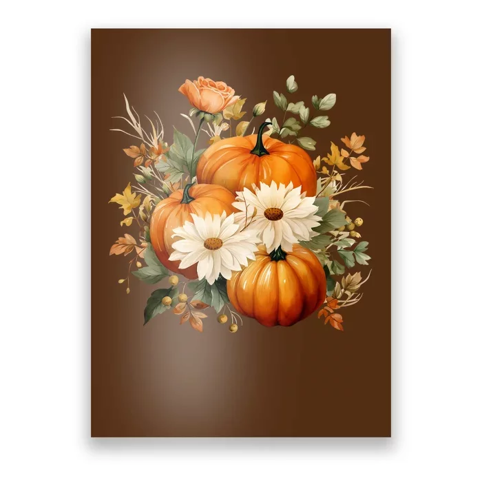 Fall Pumpkin Floral Holiday Poster