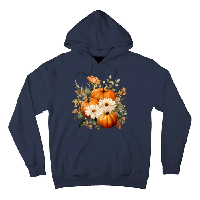 Fall Pumpkin Floral Holiday Hoodie