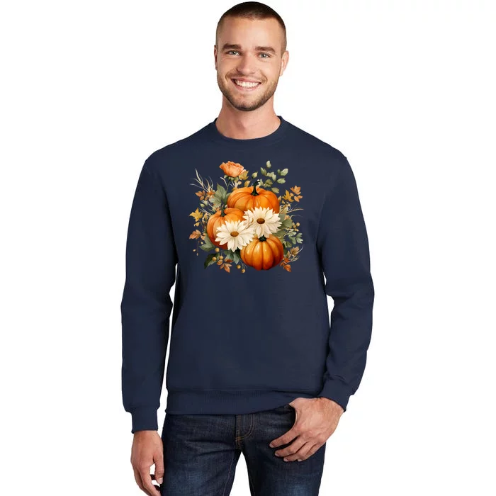 Fall Pumpkin Floral Holiday Tall Sweatshirt