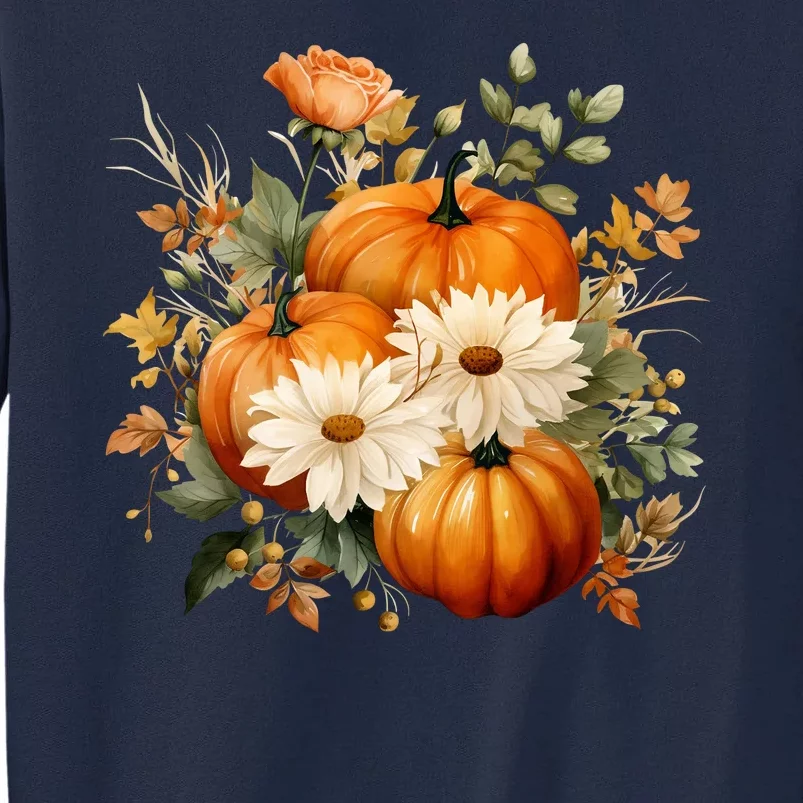 Fall Pumpkin Floral Holiday Tall Sweatshirt