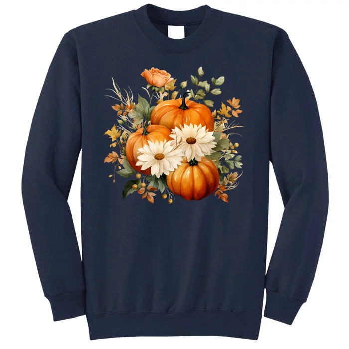 Fall Pumpkin Floral Holiday Tall Sweatshirt